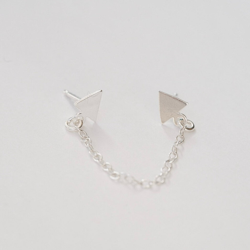 Triangle Chain Drop Earring in Sterling Silver