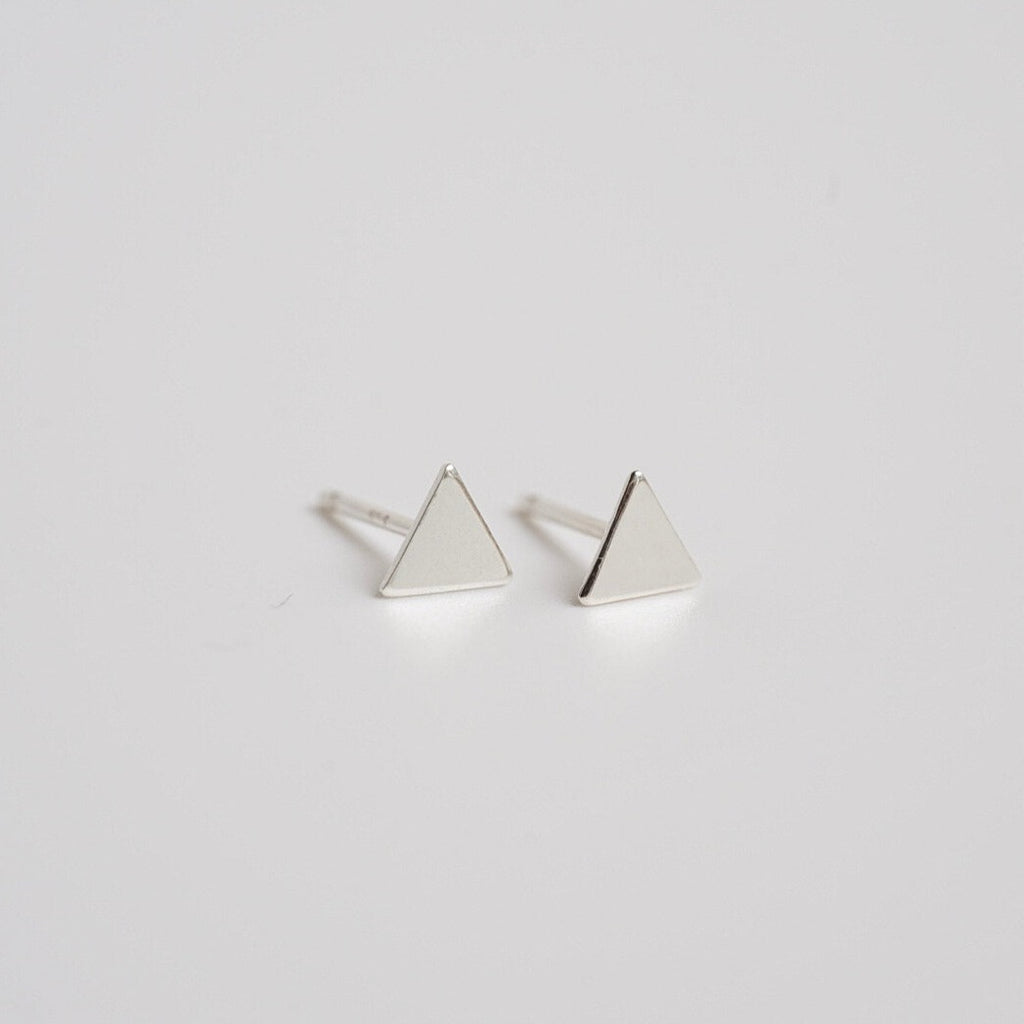 geometric triangle stud earrings in sterling silver