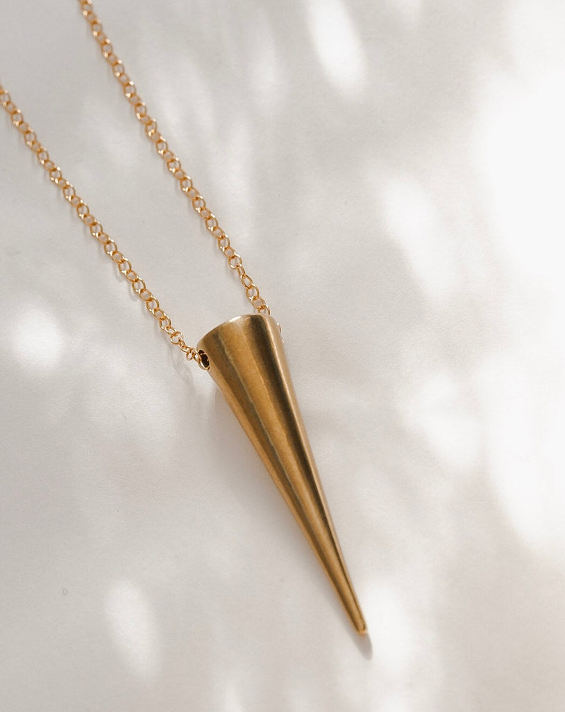 Large Brass Spike Layering Necklace