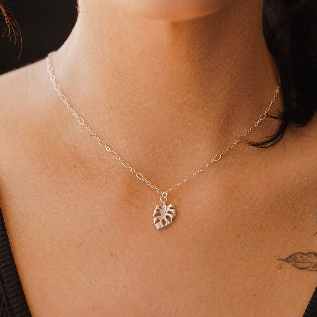 Sterling Silver Monstera Necklace
