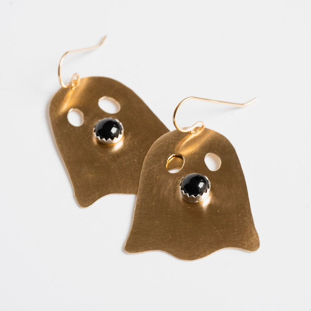 Brass Ghost Gemstone Earrings