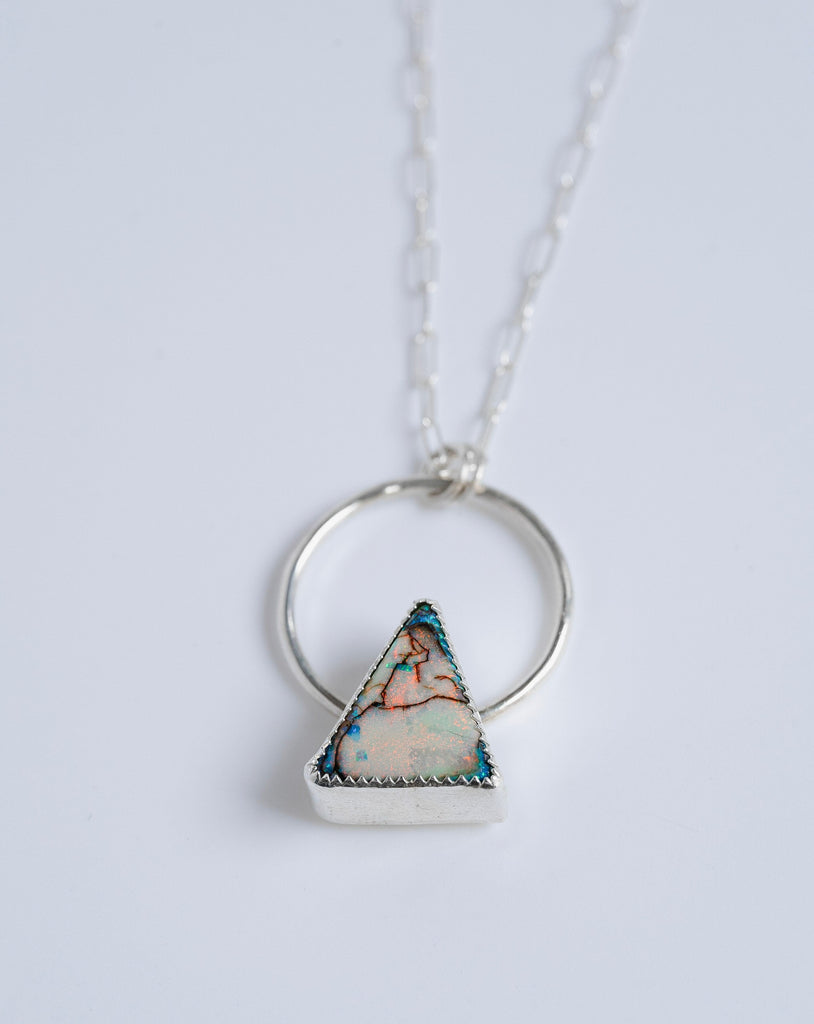opal triangle necklace in sterling silver