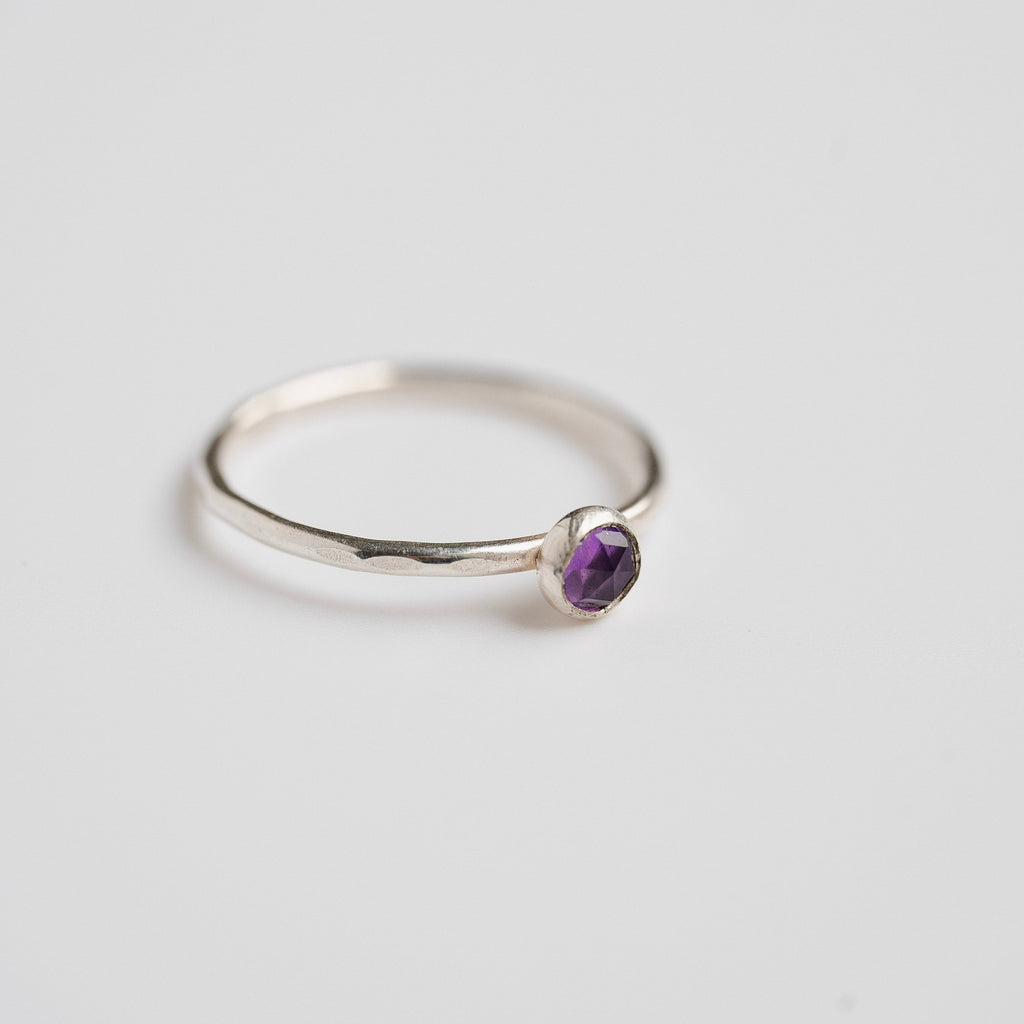 amethyst gemstone stacking ring in sterling silver