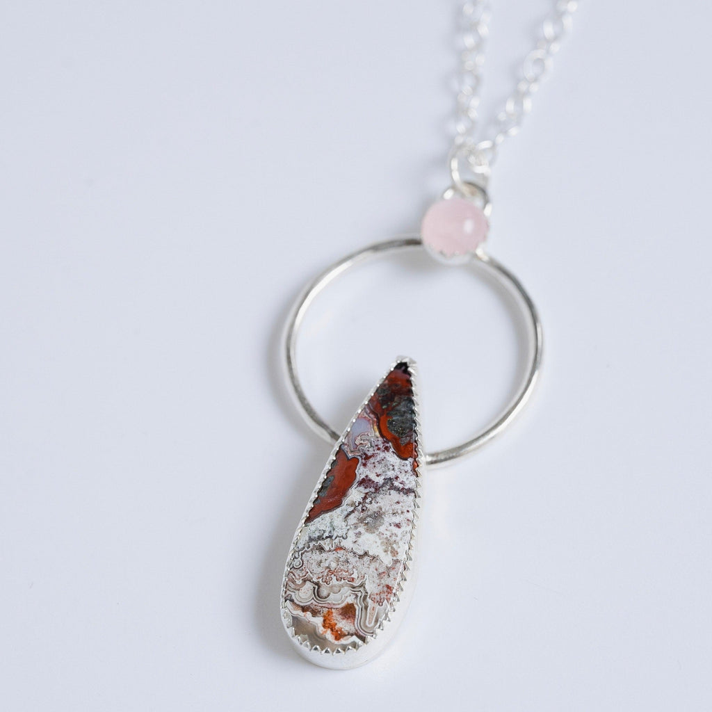 crazy lace agate necklace in sterling silver
