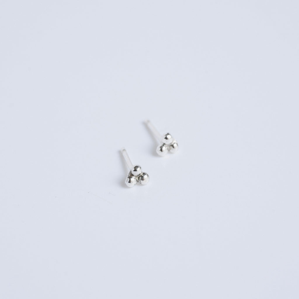 triple ball cluster stud in sterling silver