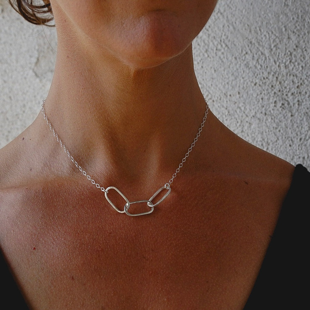 Mixed Link Necklace in Sterling Silver