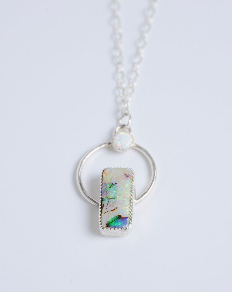 opal necklace in sterling silver
