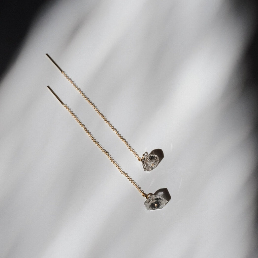 Quartz GemstoneThreader Earrings - Choose your Metal