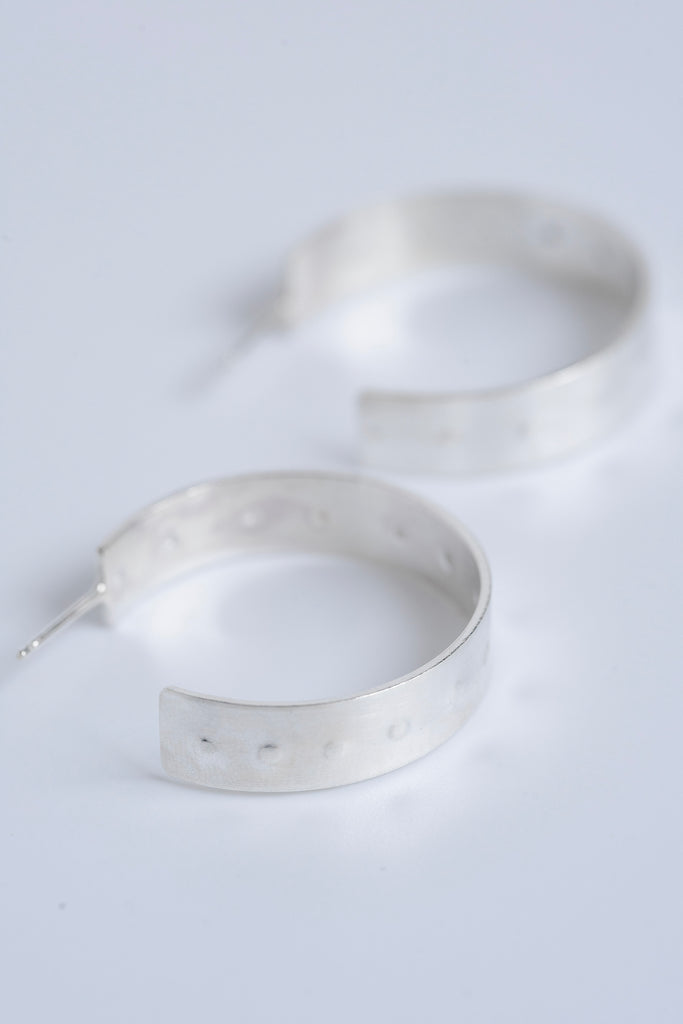 Shield Hoop Earrings in Sterling Silver