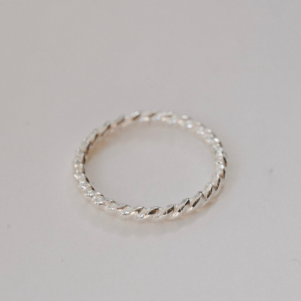 Thick Twisted Stacking Ring in Sterling Silver