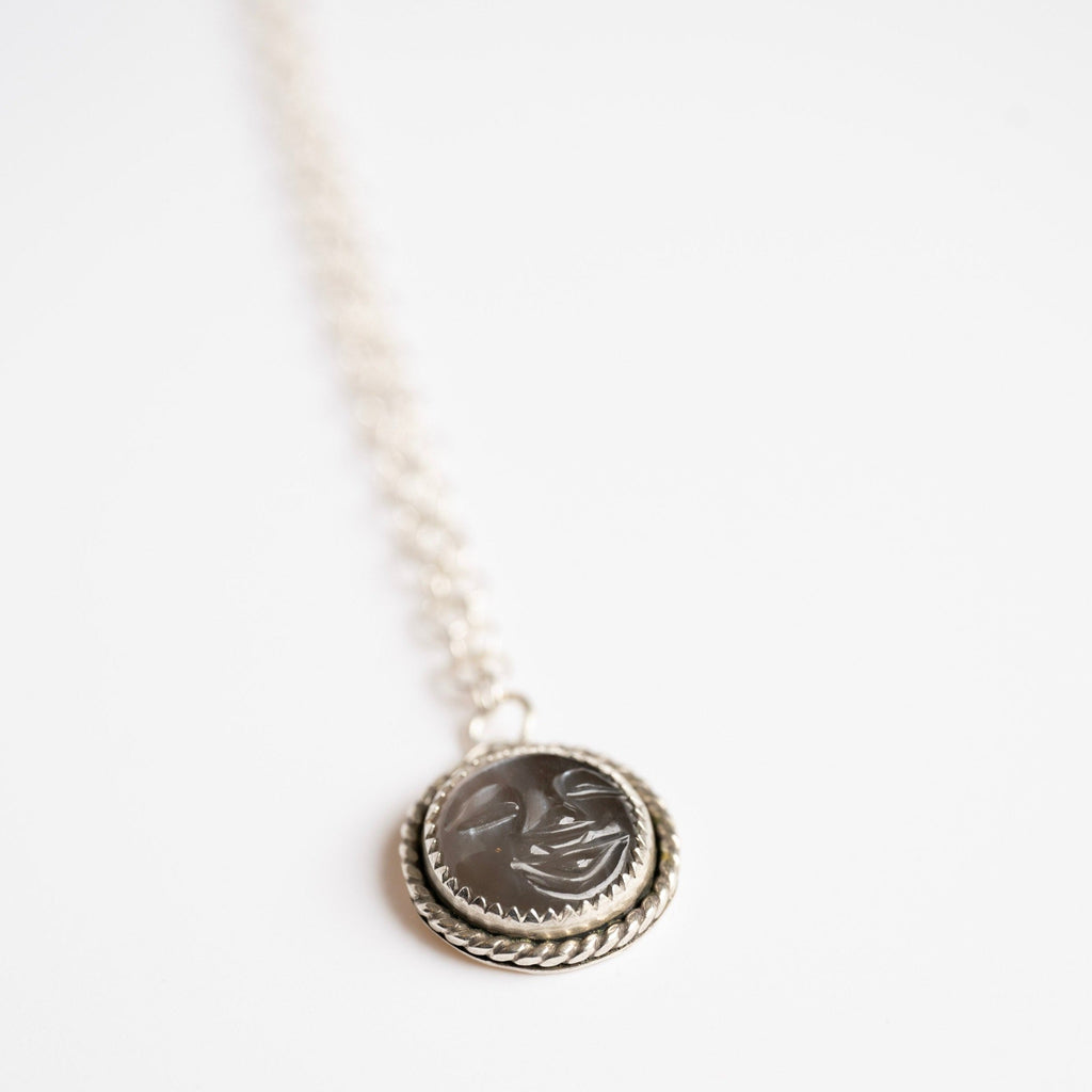 sterling silver moon face necklace
