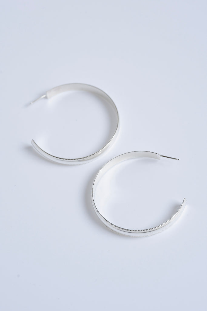 Textured Edge Hoop Earrings in Sterling Silver - Choose Size