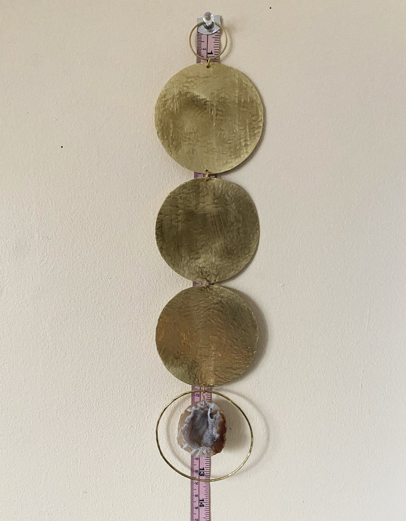Brass Geometric Wall Hanging with Druzy Agate