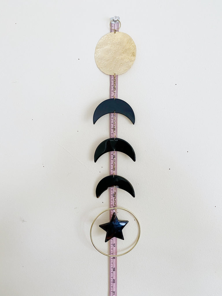 Gemstone Moon Phase and Brass Wall Hanging