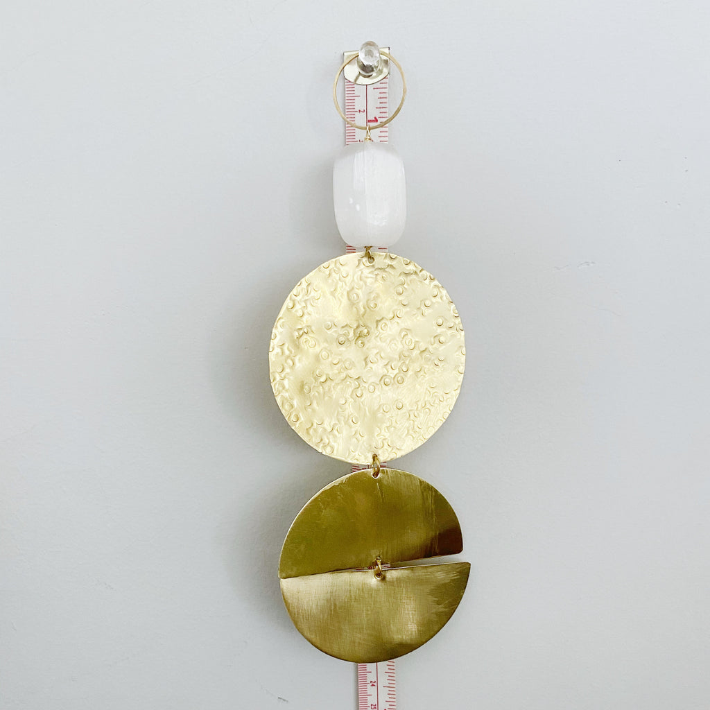 Brass and Selenite Geometric Wall Hanging