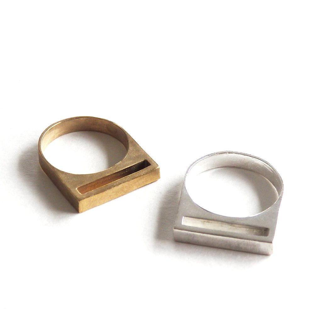 Geometric Open Rectangle Ring - Choose your Metal