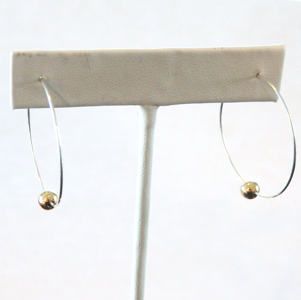 Mixed Metal Simple Beaded Hoop Earrings