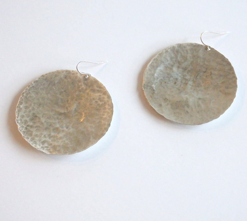 Hammered Disc Earrings in Sterling Silver