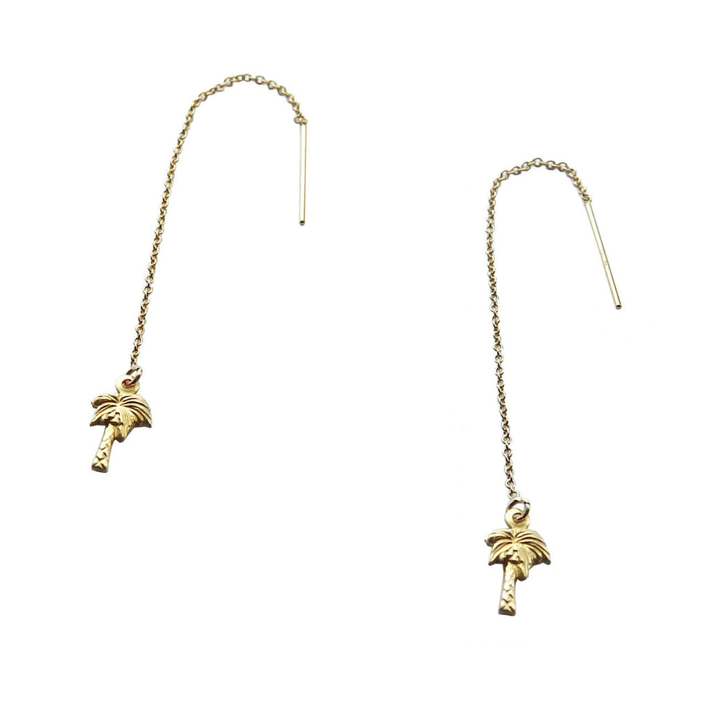 Palm Tree Threader Earring - 14 karat Gold FIll and Brass Charm
