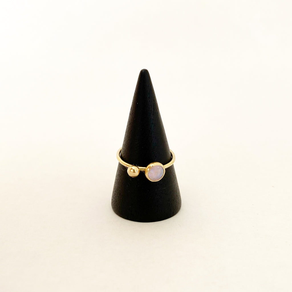 Gemstone Ball Stacking Ring in 14 Karat Gold - Choose Opal or Black Onyx