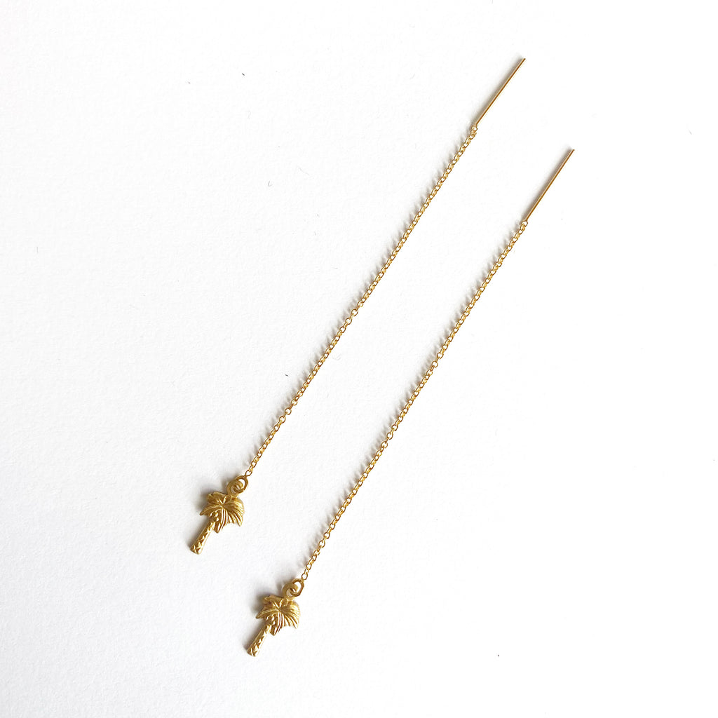 Palm Tree Threader Earring - 14 karat Gold FIll and Brass Charm