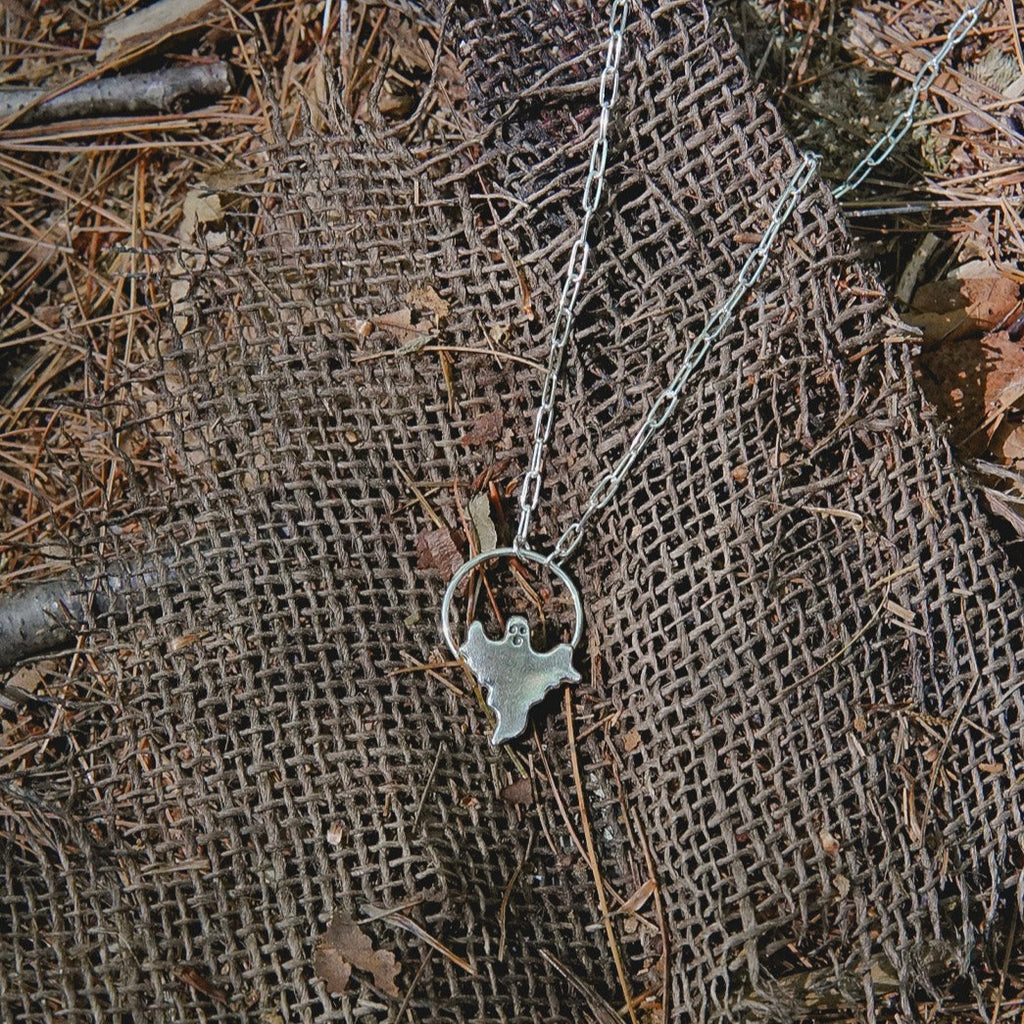 Ghost Hoop Necklace in Sterling Silver