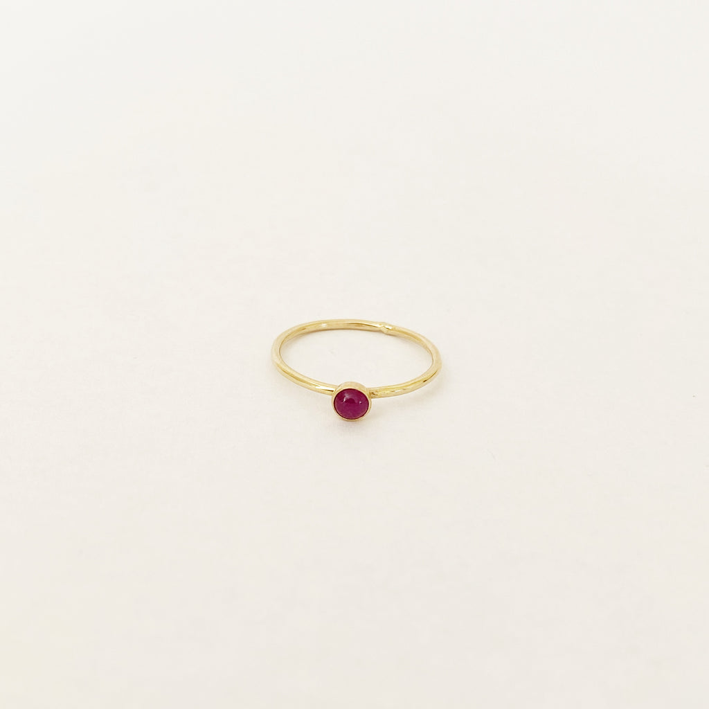 Ruby Stacking Ring in 14 Karat Yellow Gold; Birthstone Ring