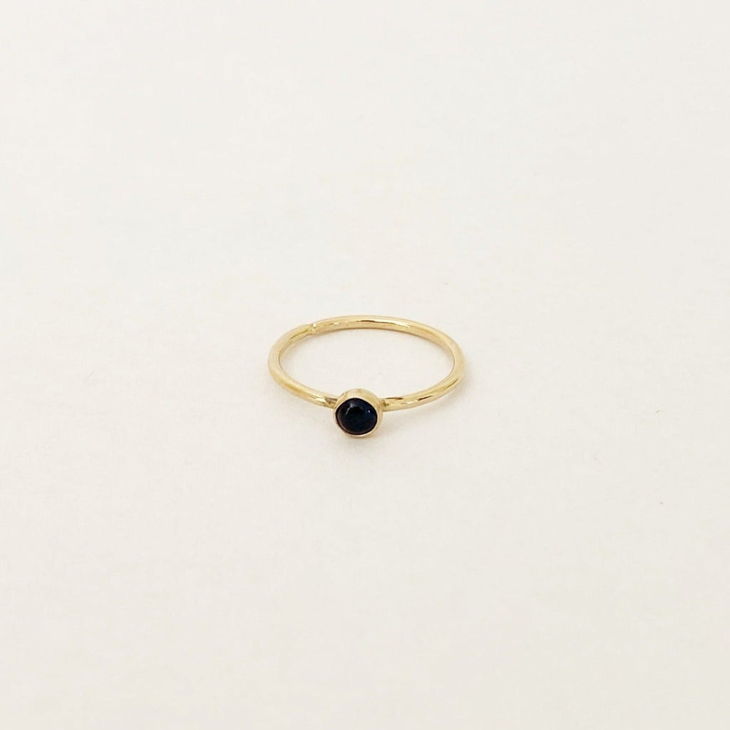 Blue Sapphire Stacking Ring in 14 Karat Yellow Gold - September Birthstone Ring