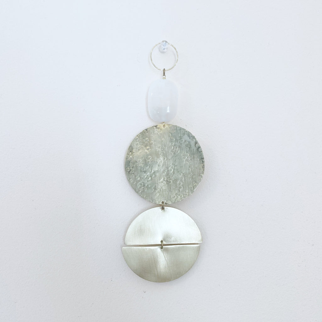 Brass and Selenite Geometric Wall Hanging