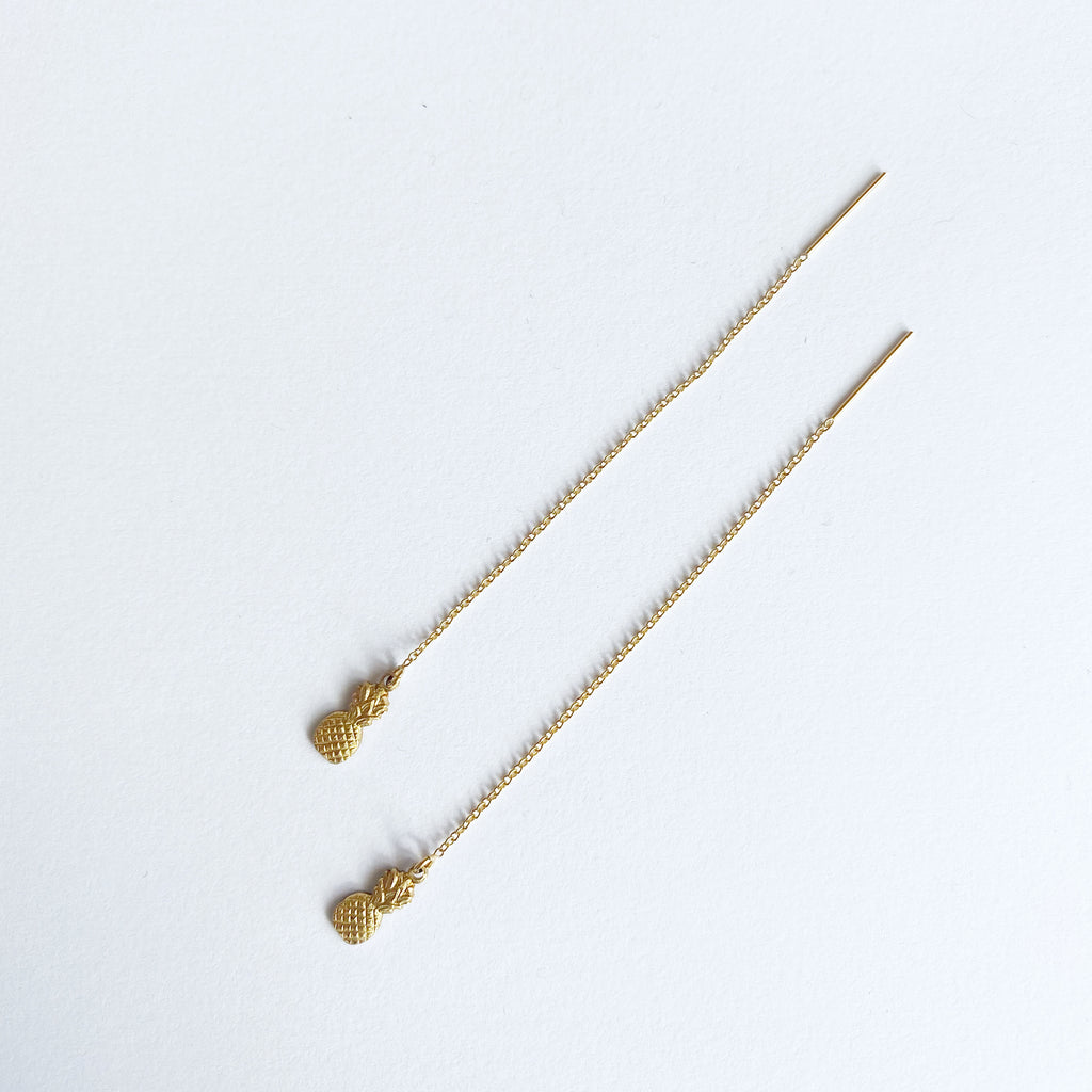 Pineapple Threader Earrings - 14 Karat Gold Fill and Brass