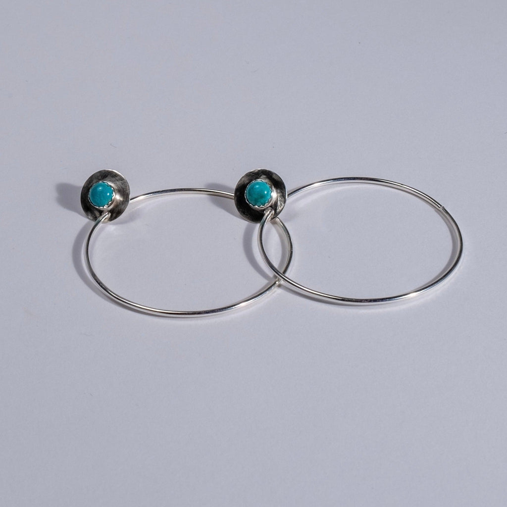 sterling silver and turquoise gemstone hoop earrings