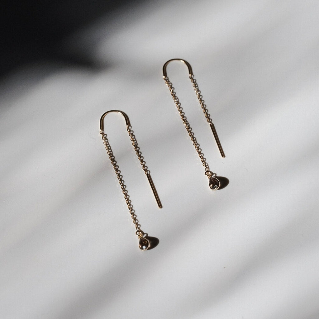 14 Karat Gold Smoky Quartz Threader Earrings