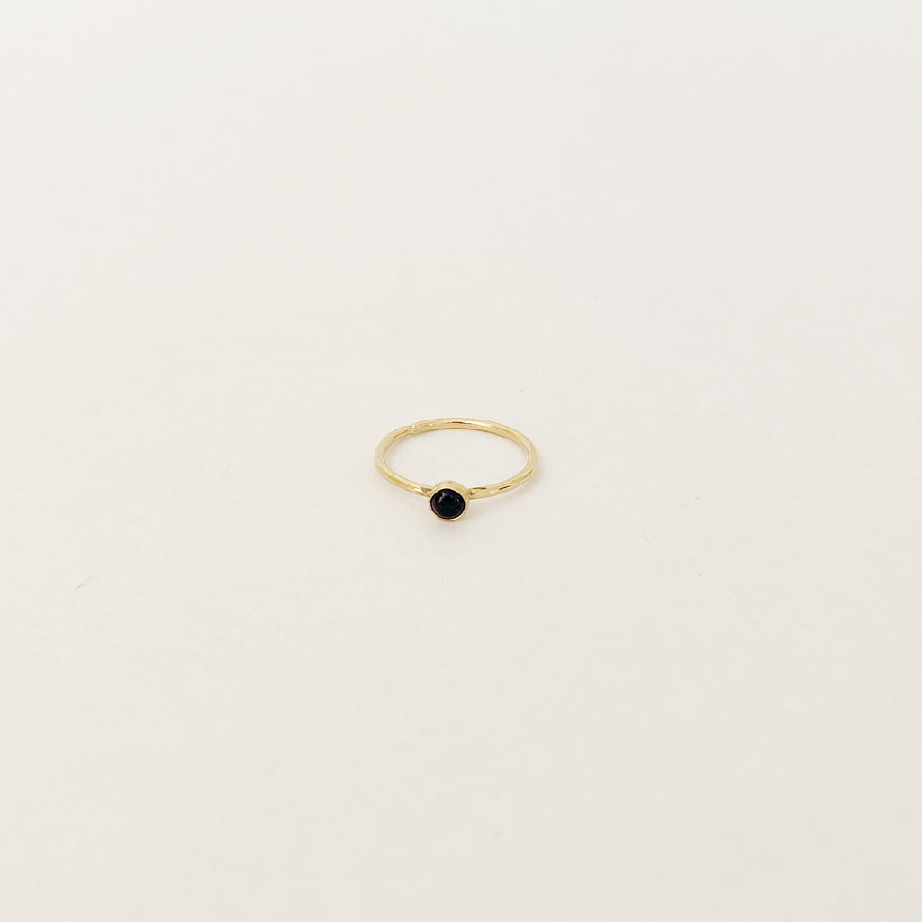 Blue Sapphire Stacking Ring in 14 Karat Yellow Gold - September Birthstone Ring
