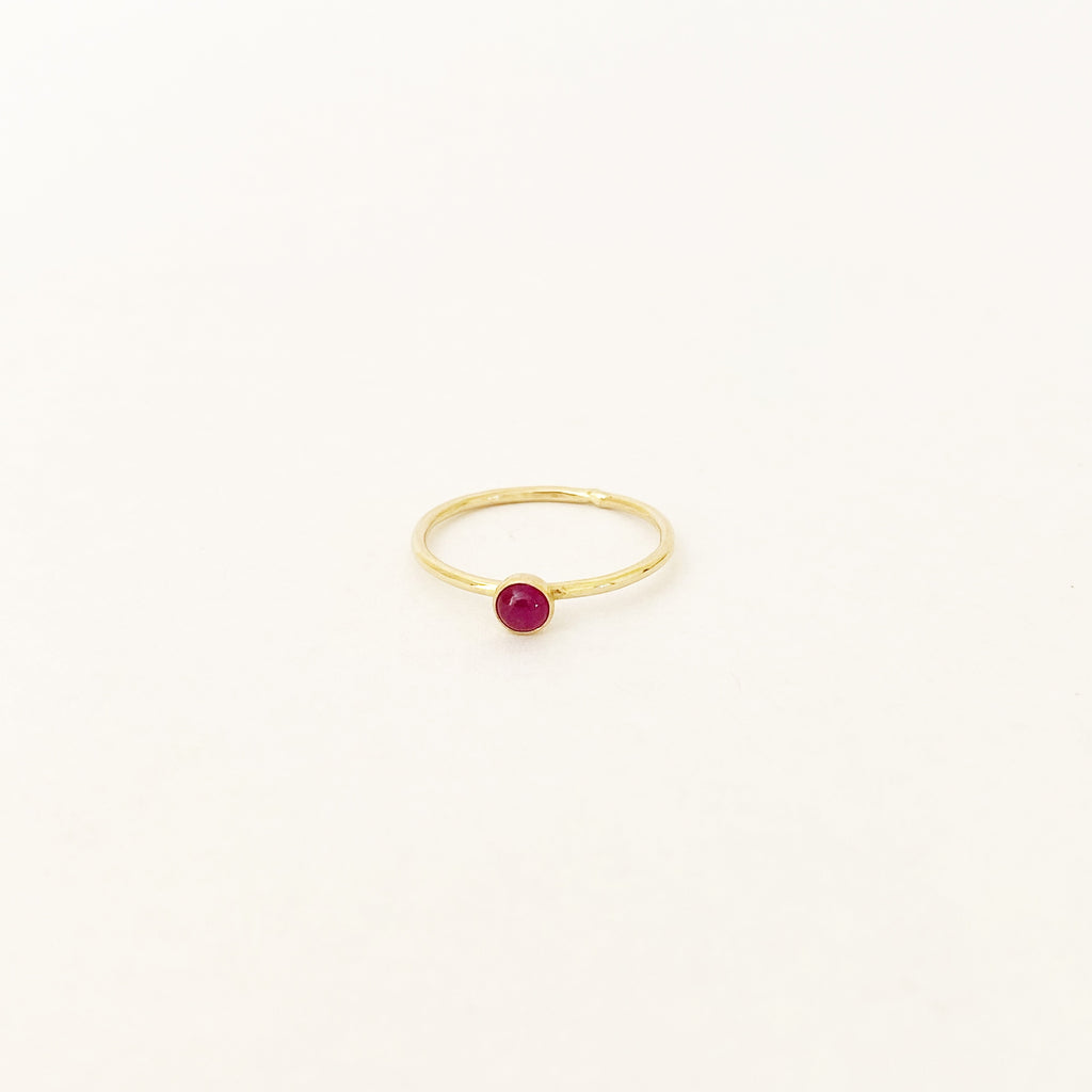 Ruby Stacking Ring in 14 Karat Yellow Gold; Birthstone Ring
